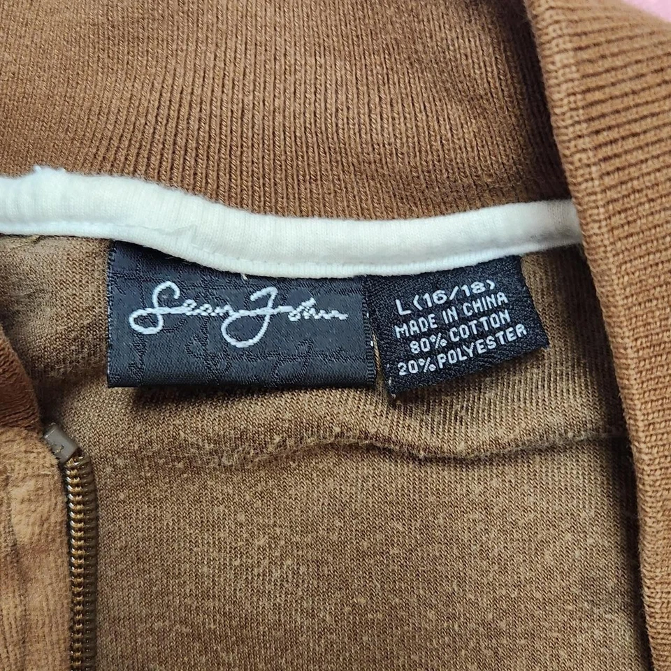 Sean John Velour Zip Jacket Brown L (16/18) Y2K Streetwear Hip Hop Track Jacket - Image 3 of 4
