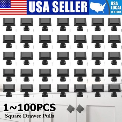 1-100PCS Black Square Cabinet Knobs Kitchen Door Knobs Drawer Handles Hardware