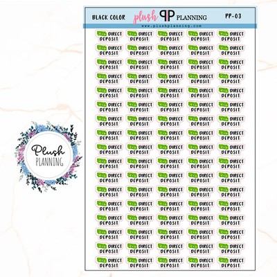 Direct Deposit Script Tracker Planner Stickers, Pay Check Tracker, Deposit
