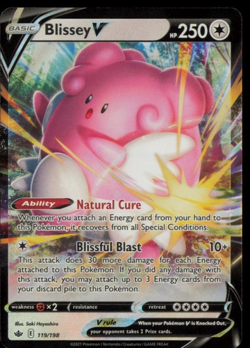 Blissey V 119/198 Holo Ultra Rare Chilling Reign Pokemon Near Mint