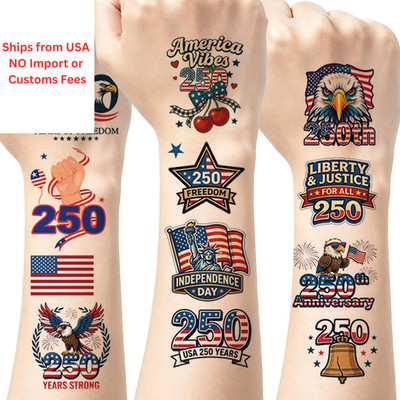 250th Anniversary Temporary Tattoos Set-100 pcs 4th Small,