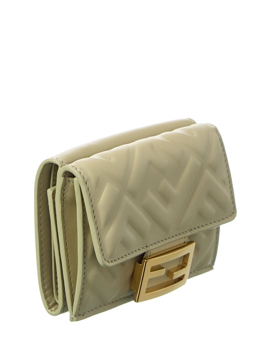 Fendi Micro Trifold Leather Wallet Women's Green thumbnail 4