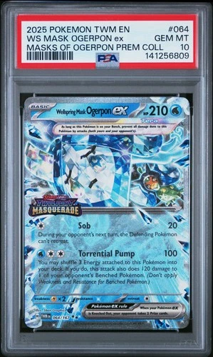 2025 POKEMON TWM EN-TWILIGHT MASQUERADE #064 WELLSPRING MASK OGERPON EX PSA 10