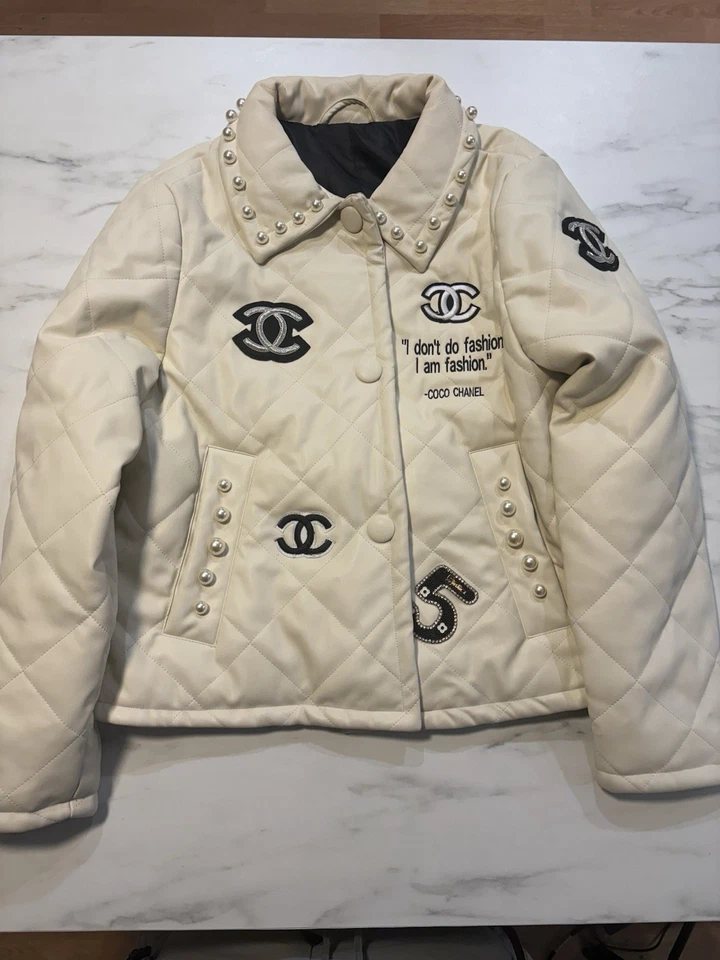 Chaqueta Chanel Mujer Hecha a Medida Crema EE. UU. Talla M Foto 3 de 4