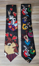 2 VTG 90's Warner Bros Looney Tunes Ties Bugs Bunny Tasmanian Devil Taz Martian