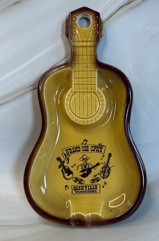 Grand Ole Opry Nashville TN Guitar Ashtray Ceramic Vintage 7"