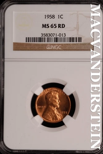 1958 Lincoln Wheat Cent - NGC MS 65 RD - Scarce  No Reserve  #SLK412