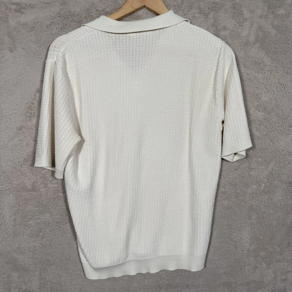 Camisa polo tejida Lord Jeff vintage años 70 blanca grande manga corta EE. UU. Foto 2 de 4