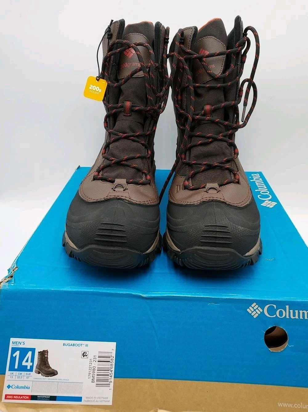 Cordovan Brown/Rust Columbia Men's Bugaboot III Boot - US Size 14 (M4-B4)