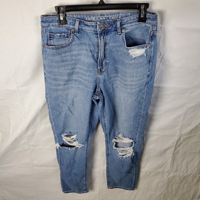 American Eagle Jeans Womens 8 Blue Mom Distressed Comfort Stretch Waistband 