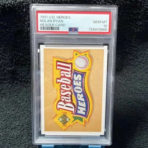 1991 UPPER DECK HEROES NOLAN RYAN HOF HEADER CARD PSA 10 💎🔥💎🔥💎🔥