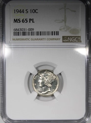 1944-S Mercury Dime NGC MS65PL PROOF-LIKE 10C