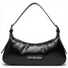 Moda Love Moschino Borsa hobo Logo Silver Donna Nero in Eco-pelle
