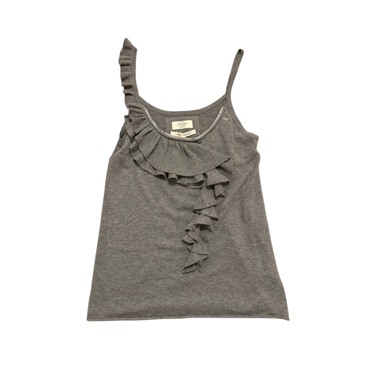 Womens NWT Abercrombie & Fitch Vintage Y2K Cashmere Gray Ruffle