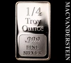 One Quarter Troy Ounce .999 Fine Silver Bar - Scarce  No Reserve  #L5184