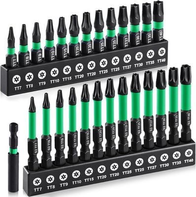 27PCS Impact Torx Bit Set (TT7-TT40), S2 Steel Security with Tamper Proof & Magn