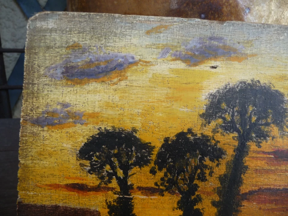 Huile Sur Panneau De Bois & Peinture paysage - Photo 3/4