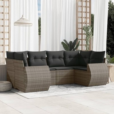 Gartenmöbel Sofa Garnitur Lounge Sitzgruppe mit Kissen 6-tlg. Poly Rattan vidaXL