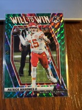 Patrick Mahomes 2021 Panini Mosaic Football WILL To WIN Green Prizm #WW-2 Chiefs