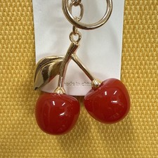 Mint-Cherry Keychain Charm Red Gold Tone w/ Gold Tone Leaf NWT Purse Bag Charm