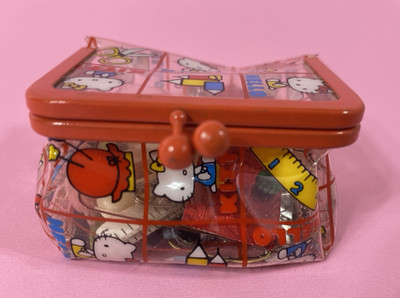 Hello Kitty Mini Sewing Kit Sanrio Japan Clear Vinyl Case Vtg 1975 MARKED