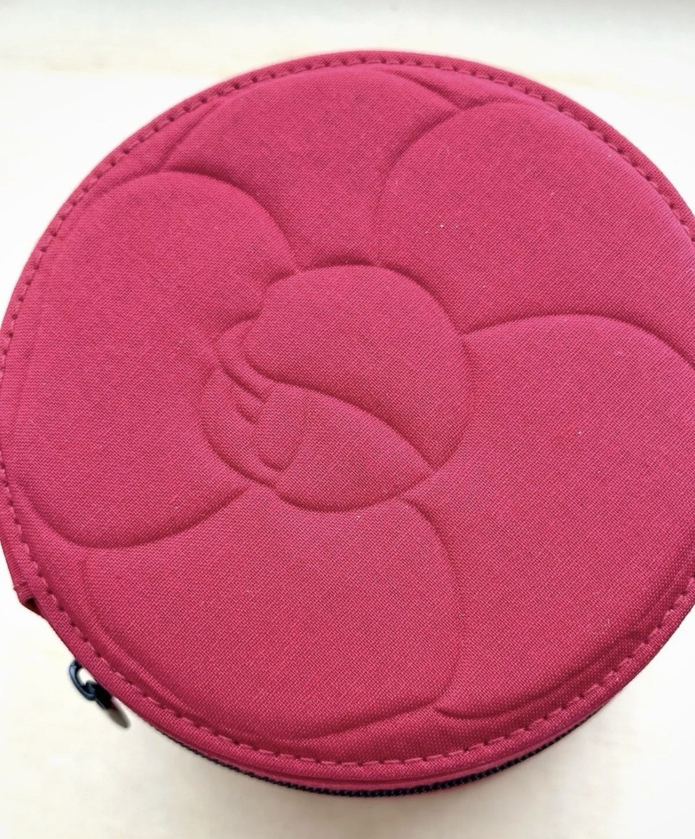 Chanel Beauty Red Round Camellia Vanity Travel Mini Makeup