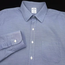 Brooks Brothers Dress Shirt -17.5 36 Blue White nano -Regent Fit SLIM- Stretch