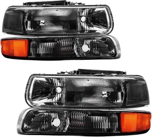 Headlight Assembly Set Pair, Fit for 1999-2002 Silverado Chrome-Amber - Picture 7 of 8