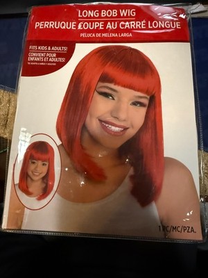 Long Bob Wig Adjustable Wig Cap-RED