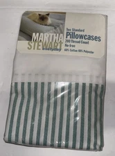 Martha Stewart Cotton Flannel Pillowcases 2pc Green Leaf New