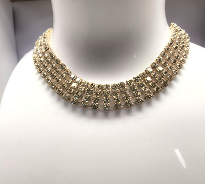 Funkelnder Strass Silberfarben Choker Halskette & Armband Abend Hochzeit Party