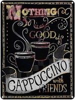 Blechschild 40X30 Cm Cappuccino With Friends Deko Geschenk Metall Schild