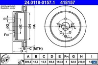 2X Bremsscheibe ATE 24.0118-0157.1 2 Bremsscheiben Hinterachse Hinten FüR Lexus