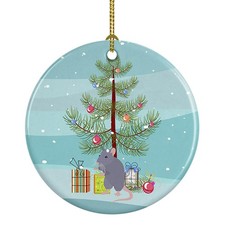 Blue Rat Merry Christmas Ceramic Ornament CK4469CO1