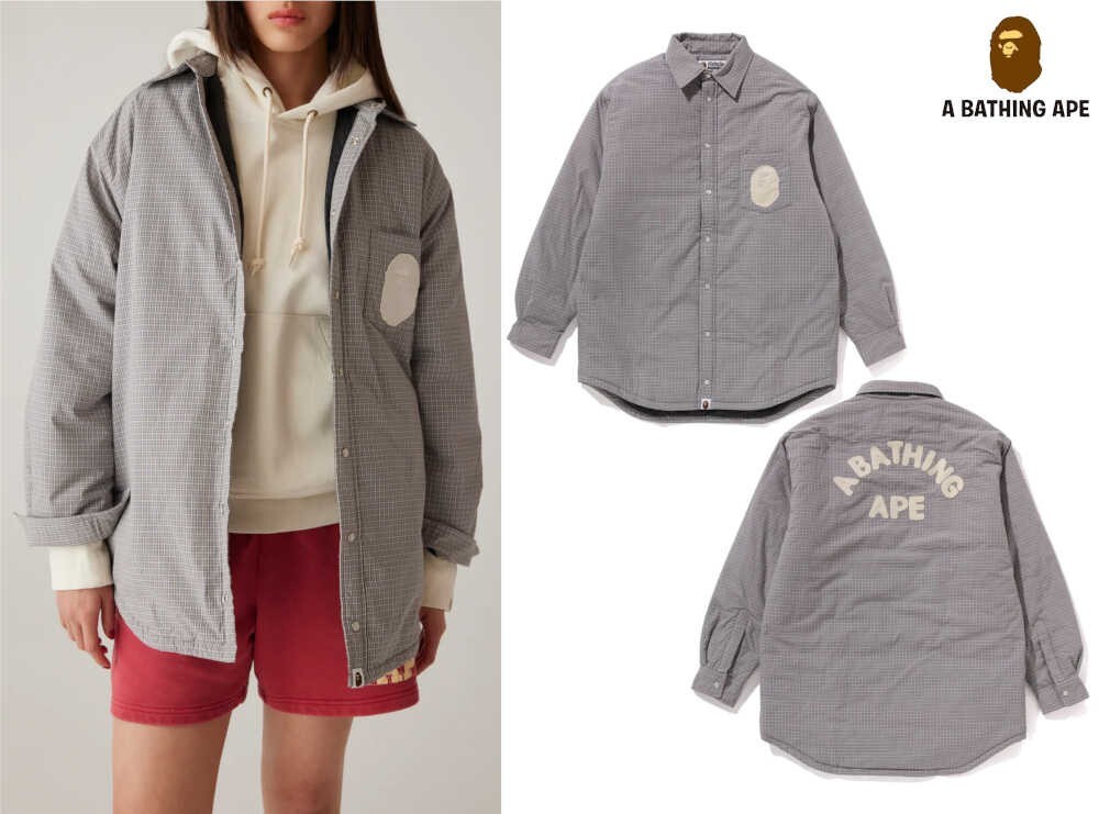 A BATHING APE■チェックジャケット■レディース■XXS A Bathing Ape Women's Plaid Check Padded Shirt Jacket 2024