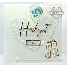 Old English Co. Hochzeitstag-Karte Mit Blumenkranz – Pastell & Gold, Blanko Innen