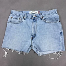 Vintage Levis Cutoffs Mens 34 Blue Denim Shorts Jorts 505 Light Wash Out Frayed