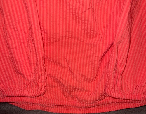 Michael Kors Seersucker Ruffle Off-the-Shoulder LS Peasant Top Sangria XL $98 - Picture 11 of 12