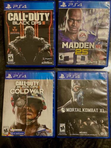 PS4 LOT -4 Games, Black Ops Cold War, Black Ops III, Madden 25, Mortal Combat XL