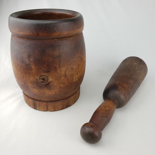Antique Treen Wood Burl Mortar & Pestle Primitive Folk Art Apothecary Druggist - Picture 2 of 12