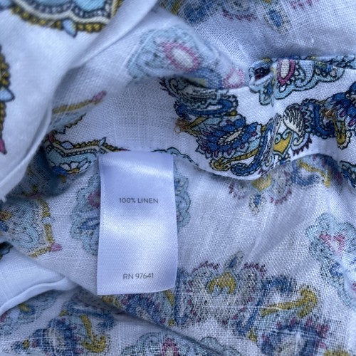 J.Jill Love Linen Sleeveless Top Size M Petite Floral Button Detail Ivory - Picture 7 of 7