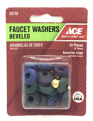 ACE Faucet Washers Beveled Assorted sizes 22 Pieces #43179