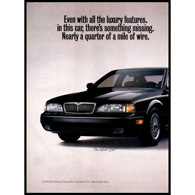 1996 Infiniti Q45 Luxury Sedan 2 Page Vintage Print Ad Wire Bird's