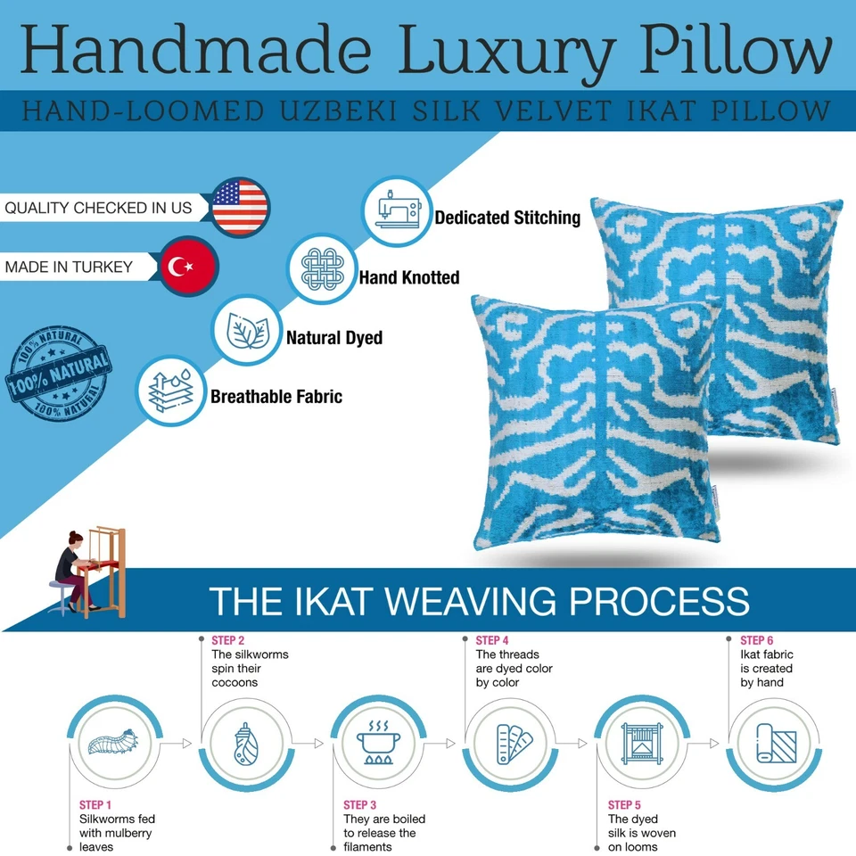 Almohada de terciopelo tigre con estampado animal hecha a mano azul 16 x 16 pulgadas (40 x 40 cm) Foto 4 de 4