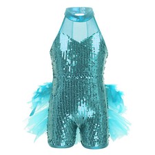 Girls Sleeveless Sequins Sleeveless Leotard Ballet Jazz Latin Dance Costumes