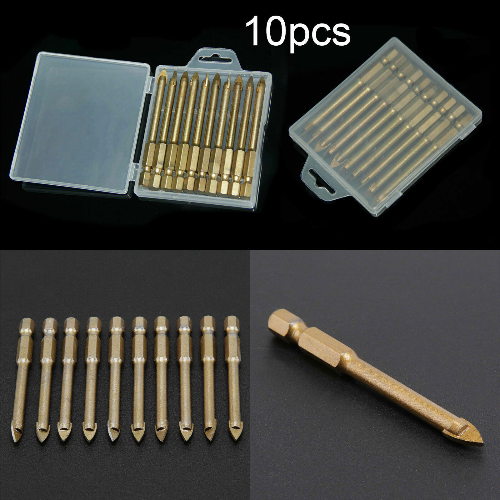 10X 6mm Tile Porcelain Drill Bit Marble Ceramic Glass Brick Shank Hex-Spear Head