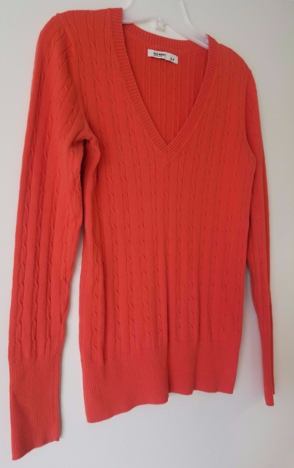 Old Navy Basic Solid Orange Long Sleeve V Neck Pu… - image 5