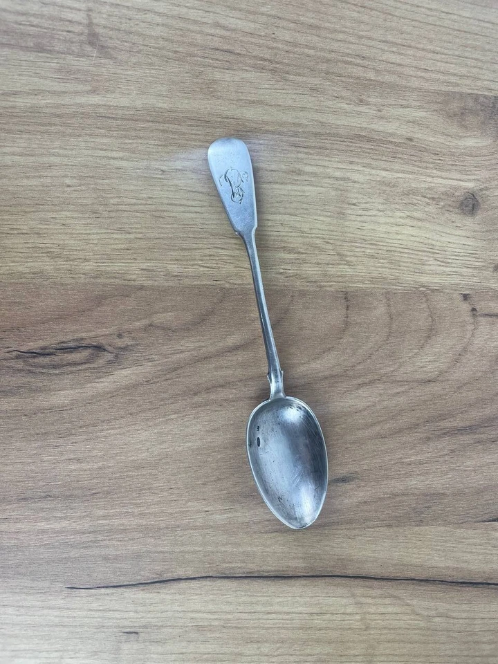 Старинная ложка Императорский Русский Серебряный 84 образца почернение семьи герб - Изображение 2 из 4