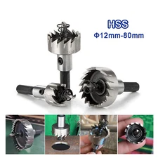 HSS Drill Bit Hole Saw Φ12mm-80mm Tooth Cutter for Metal Wood Stainless Steel