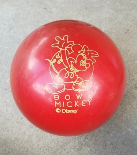 1990 Vintage 8 lb 5.6 oz Brunswick Mickey Mouse Bowl Bowling Ball Red Orange RH - 第 1/3 張圖片